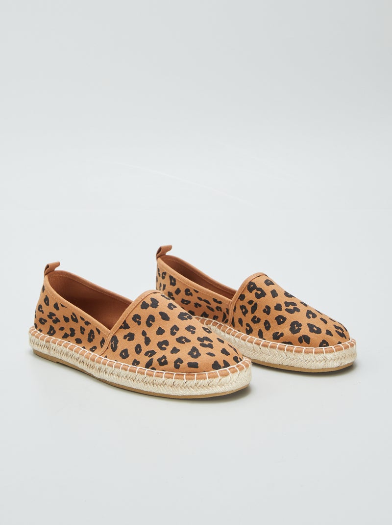 Stoffen espadrilles met luipaardprint BRUIN - Kiabi