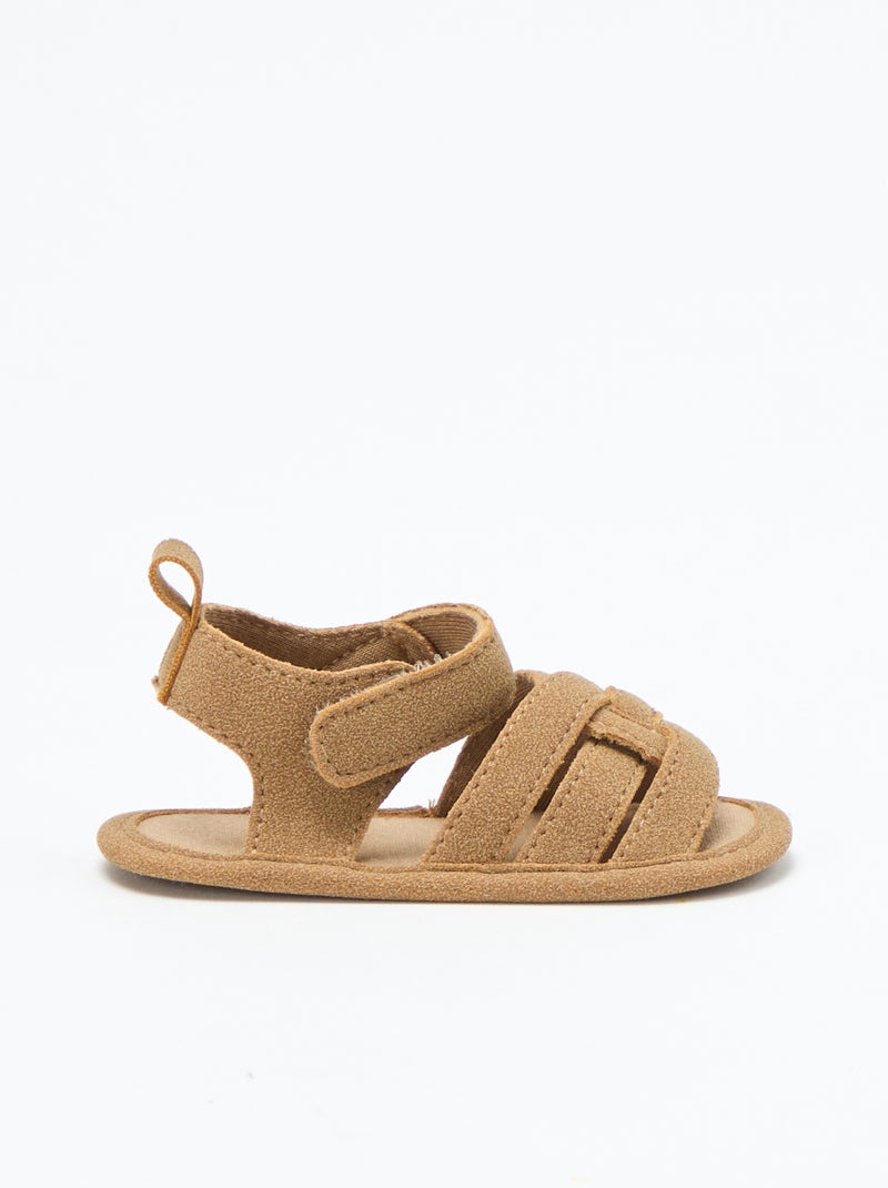 Stoffen sandalen met gekruiste bandjes Bruin - Kiabi