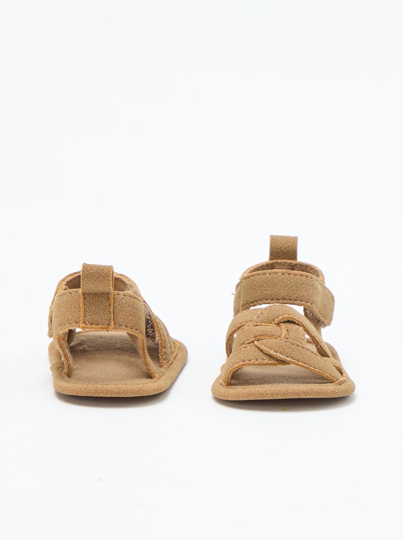 Stoffen sandalen met gekruiste bandjes Bruin - Kiabi