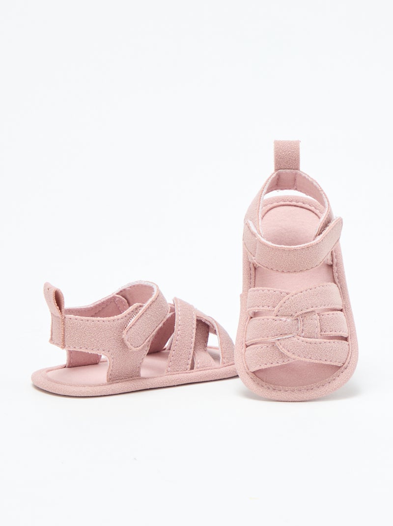 Stoffen sandalen met gekruiste bandjes Rose - Kiabi