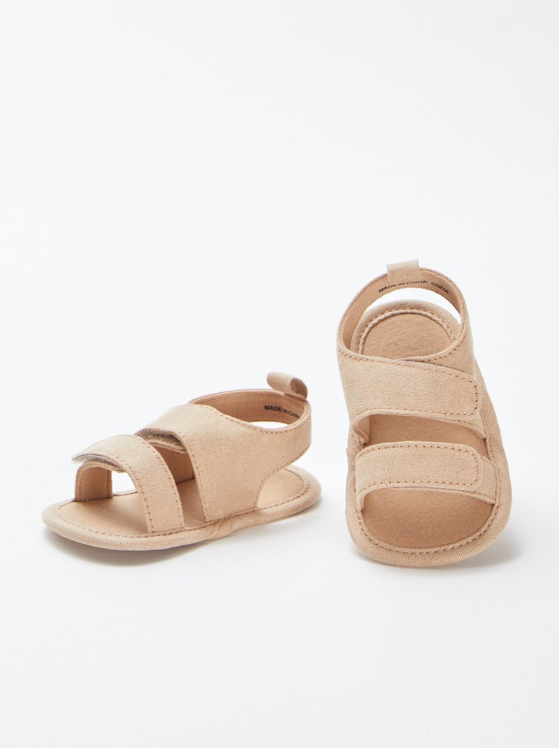 Stoffen sandalen met klittenbanden BIEGE - Kiabi
