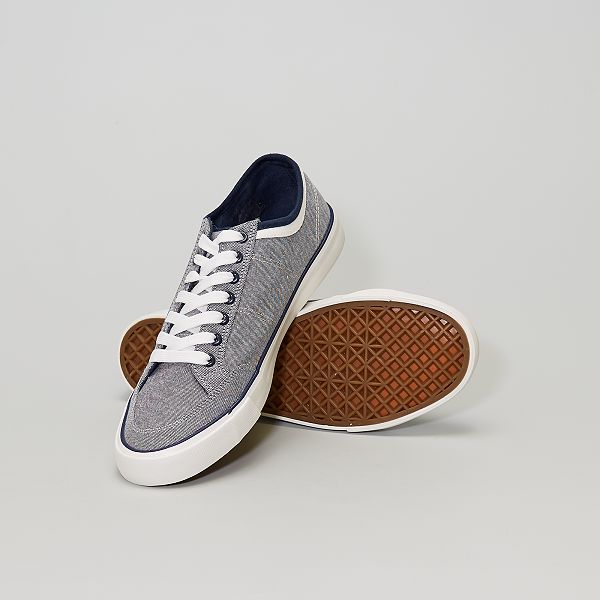 Stoffen sneakers met sterren veters en rits Grijs of Zwart meisje Okaïdi \u0026  Obaïbi