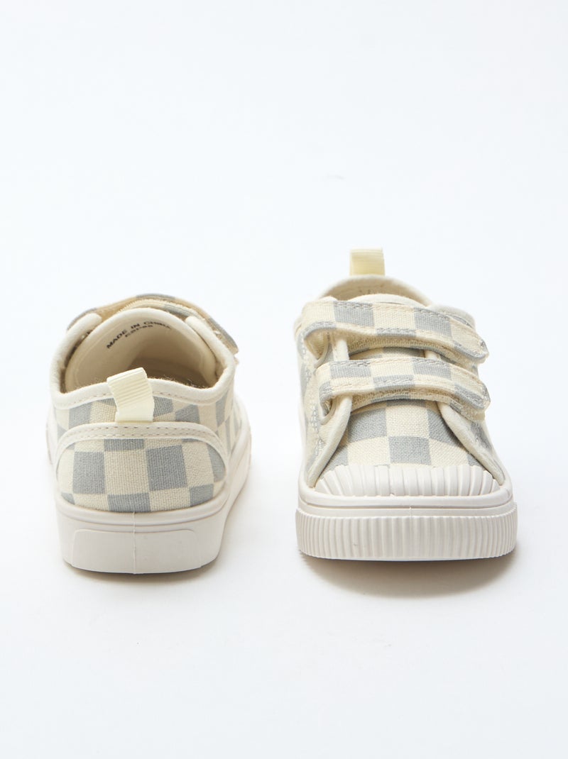 Stoffen sneakers met dambordprint Blauw - Kiabi