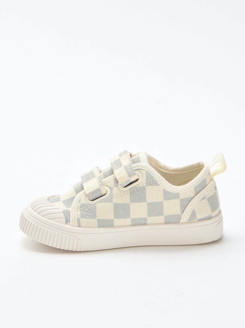 Stoffen sneakers met dambordprint Blauw - Kiabi
