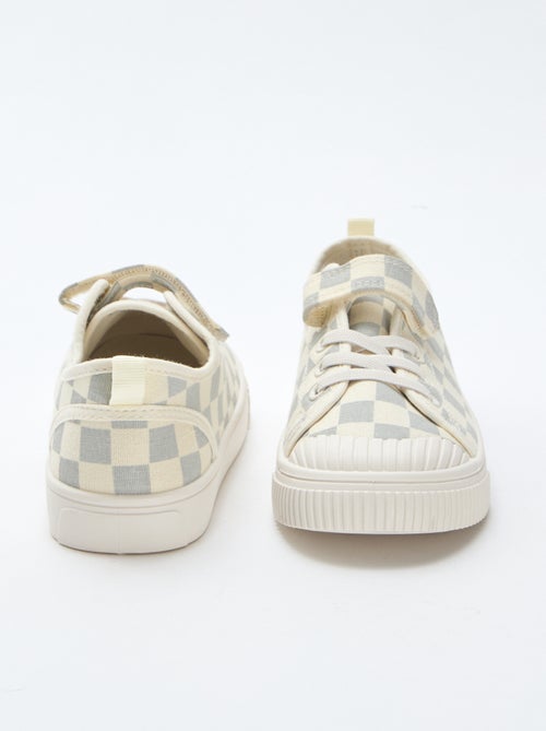 Stoffen sneakers met dambordprint - Kiabi