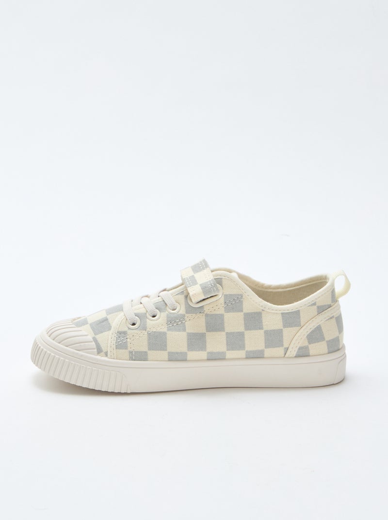 Stoffen sneakers met dambordprint Blauw - Kiabi