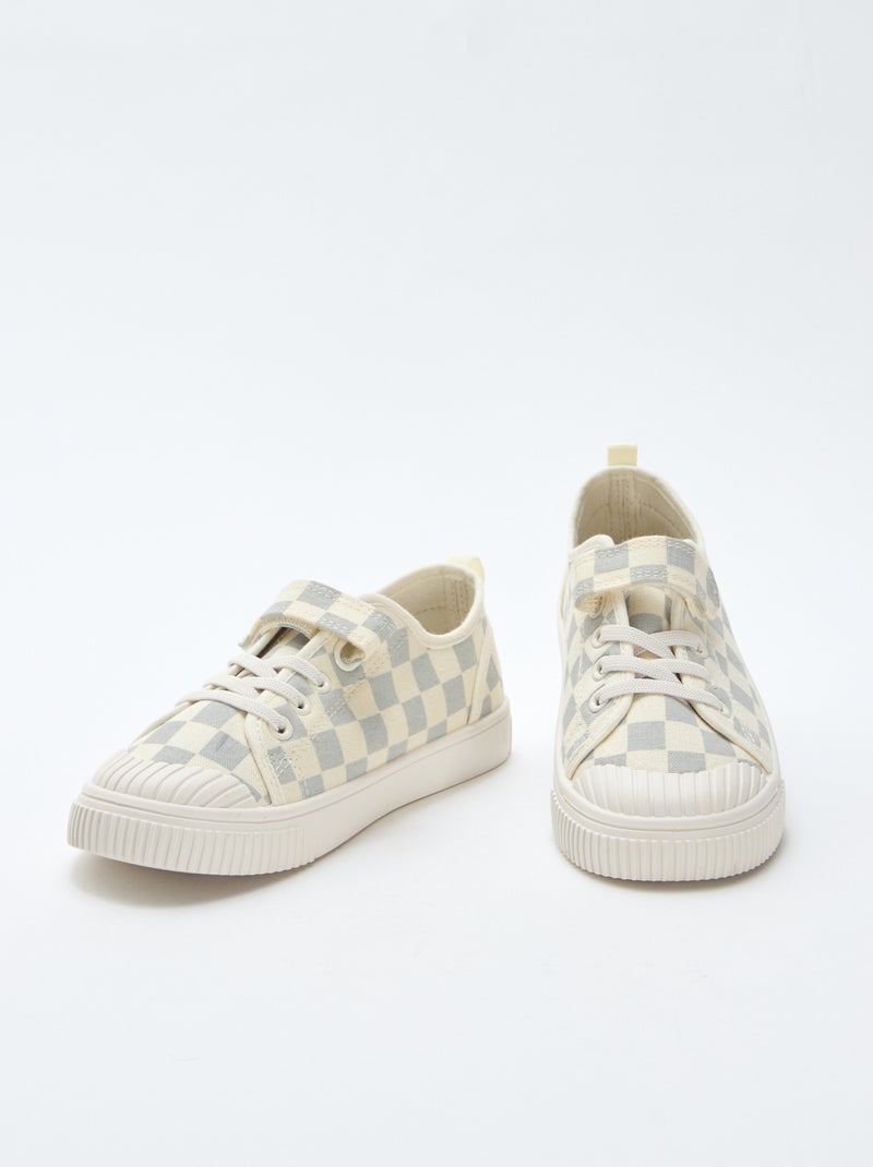 Stoffen sneakers met dambordprint Blauw - Kiabi