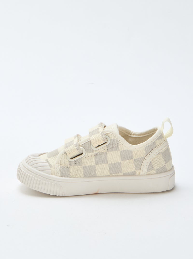 Stoffen sneakers met dambordprint Grijs - Kiabi