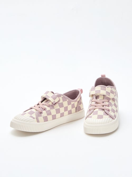 Stoffen sneakers met dambordprint - Kiabi