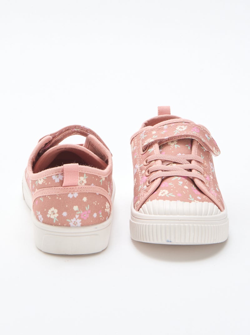Stoffen sneakers met dambordprint Rose - Kiabi