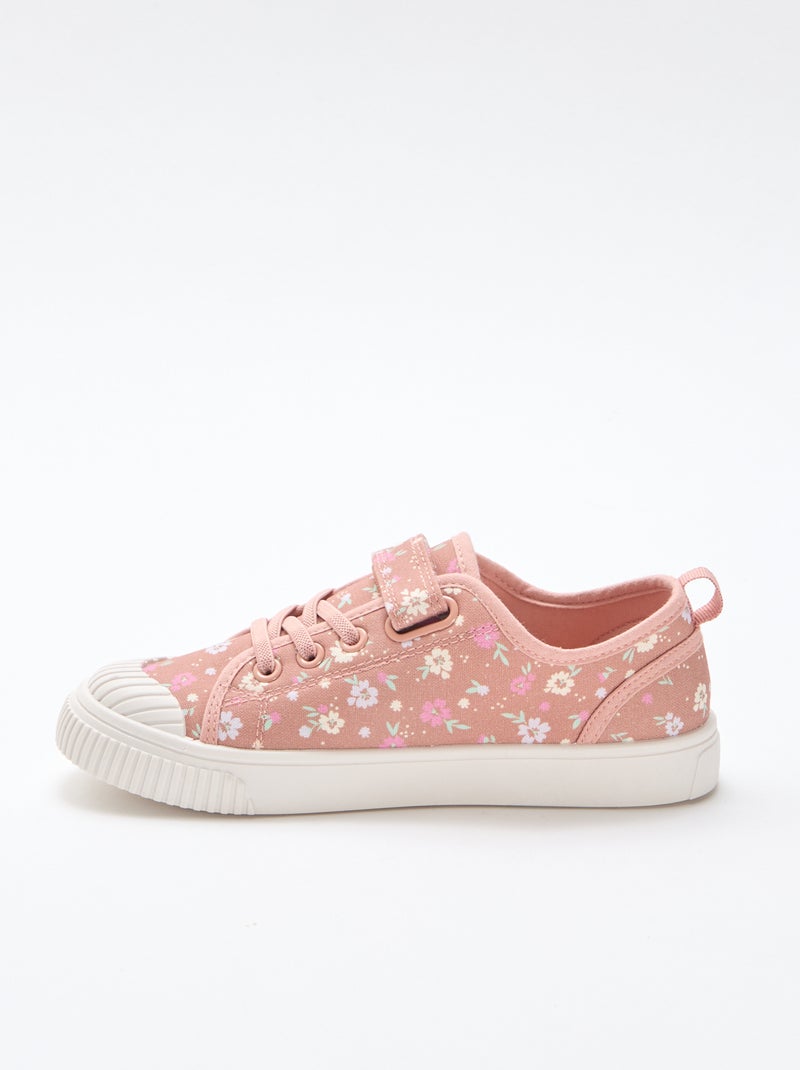 Stoffen sneakers met dambordprint Rose - Kiabi