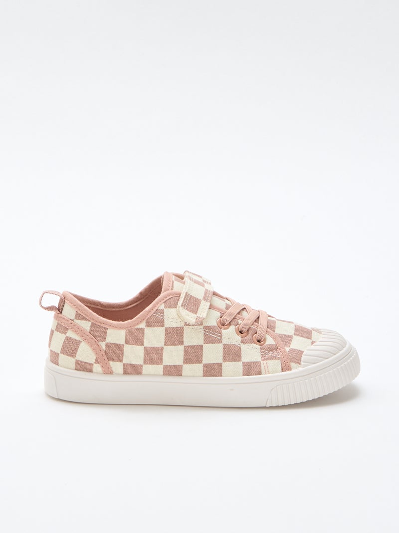 Stoffen sneakers met dambordprint Rose - Kiabi