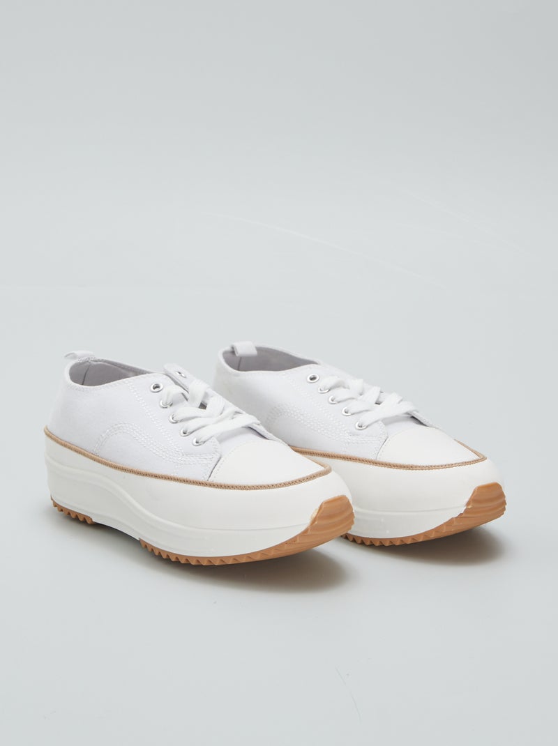 Stoffen sneakers met dikke zool wit - Kiabi