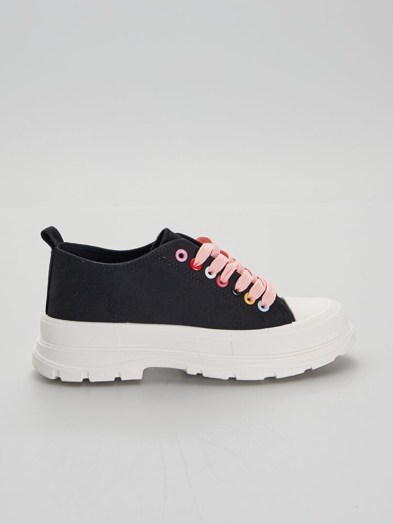 Stoffen sneakers met dikke zool zwart - Kiabi