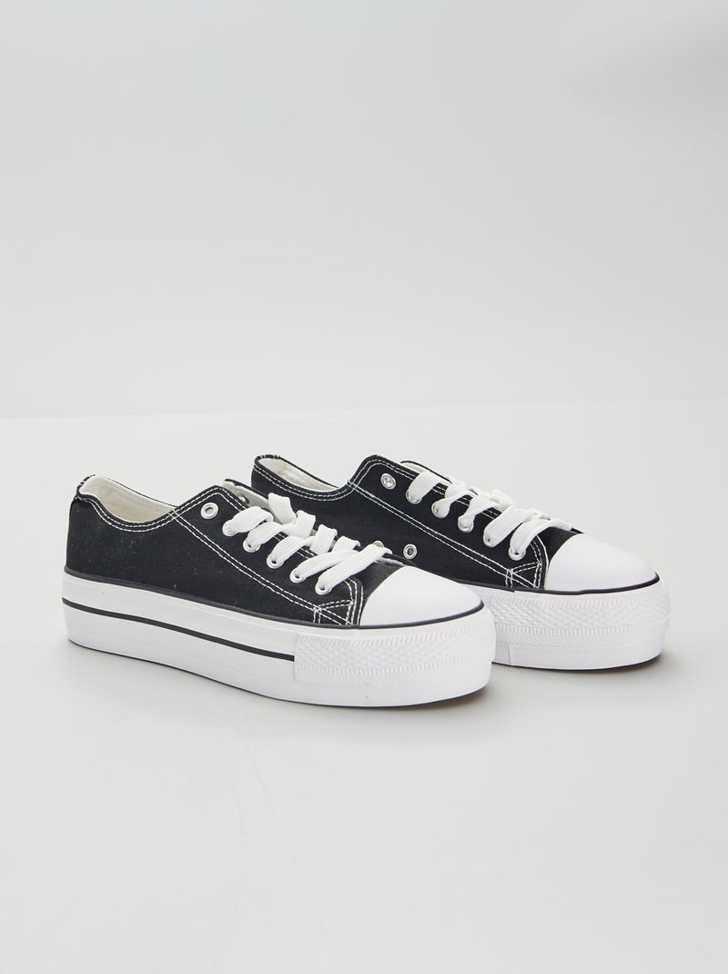 Stoffen sneakers met hoge zolen wit - Kiabi