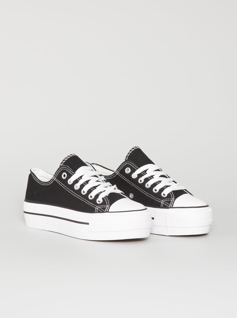 Stoffen sneakers met hoge zolen ZWART - Kiabi