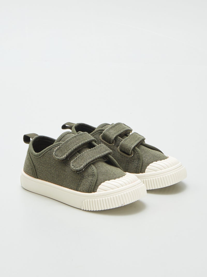 Stoffen sneakers met klittenband KAKI - Kiabi
