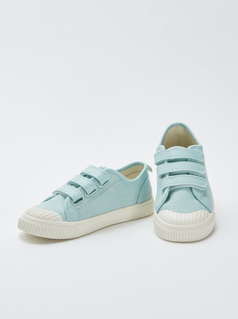Stoffen sneakers met klittenbanden GROEN - Kiabi