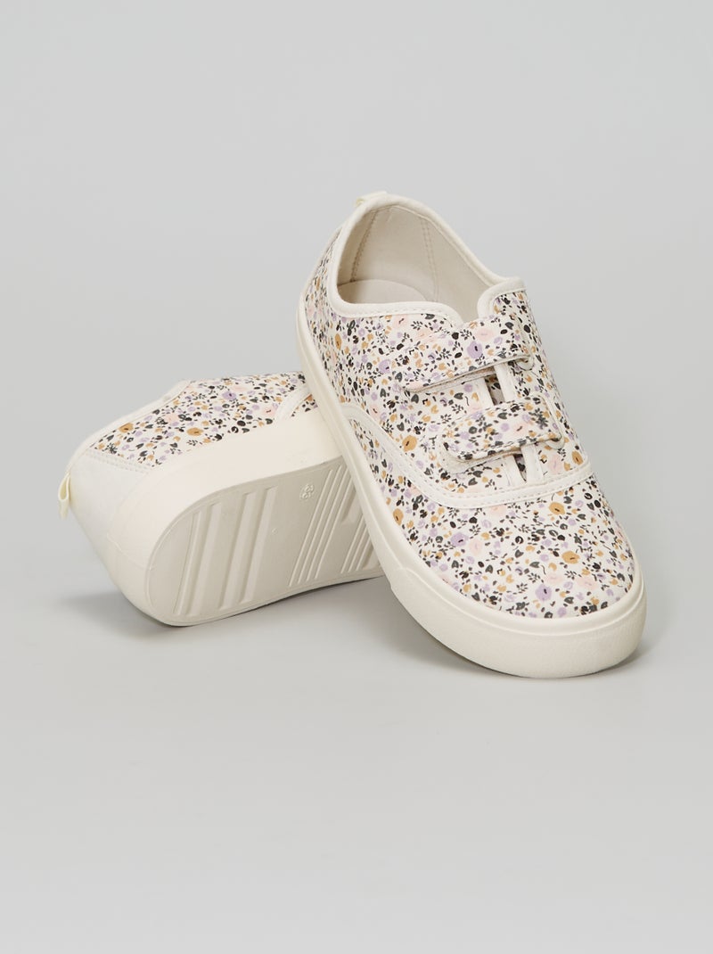 Stoffen sneakers met 'Liberty'-print WIT - Kiabi