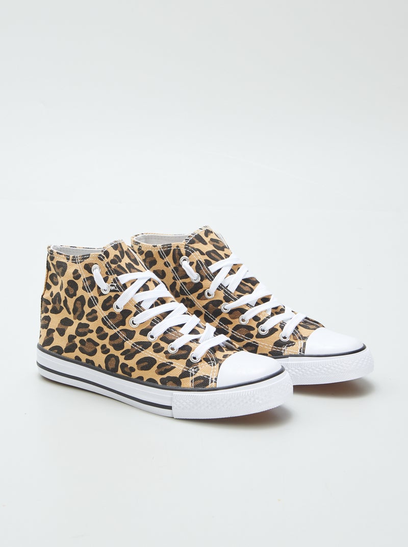 Stoffen sneakers met luipaardprint BIEGE - Kiabi