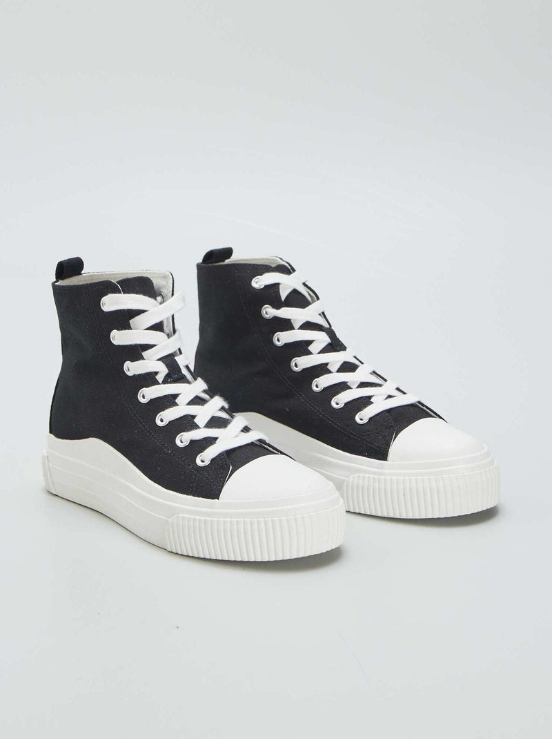 Stoffen sneakers met plateauzool ZWART - Kiabi