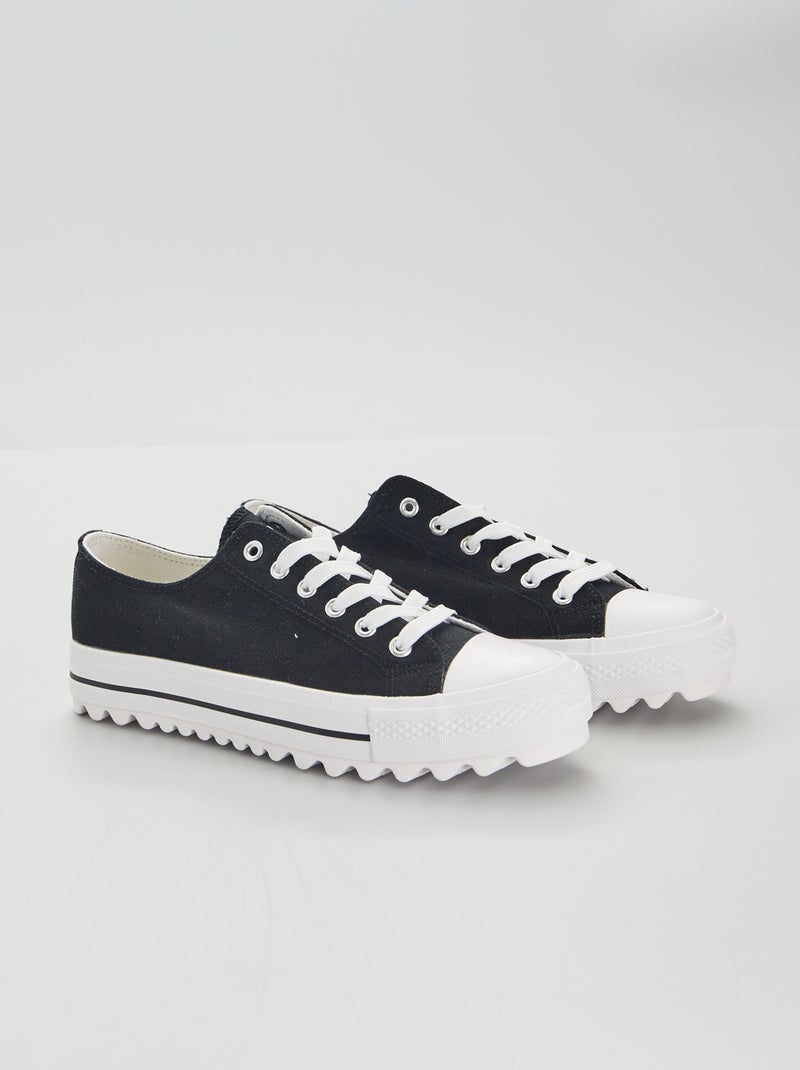 Stoffen sneakers met profielzool zwart - Kiabi