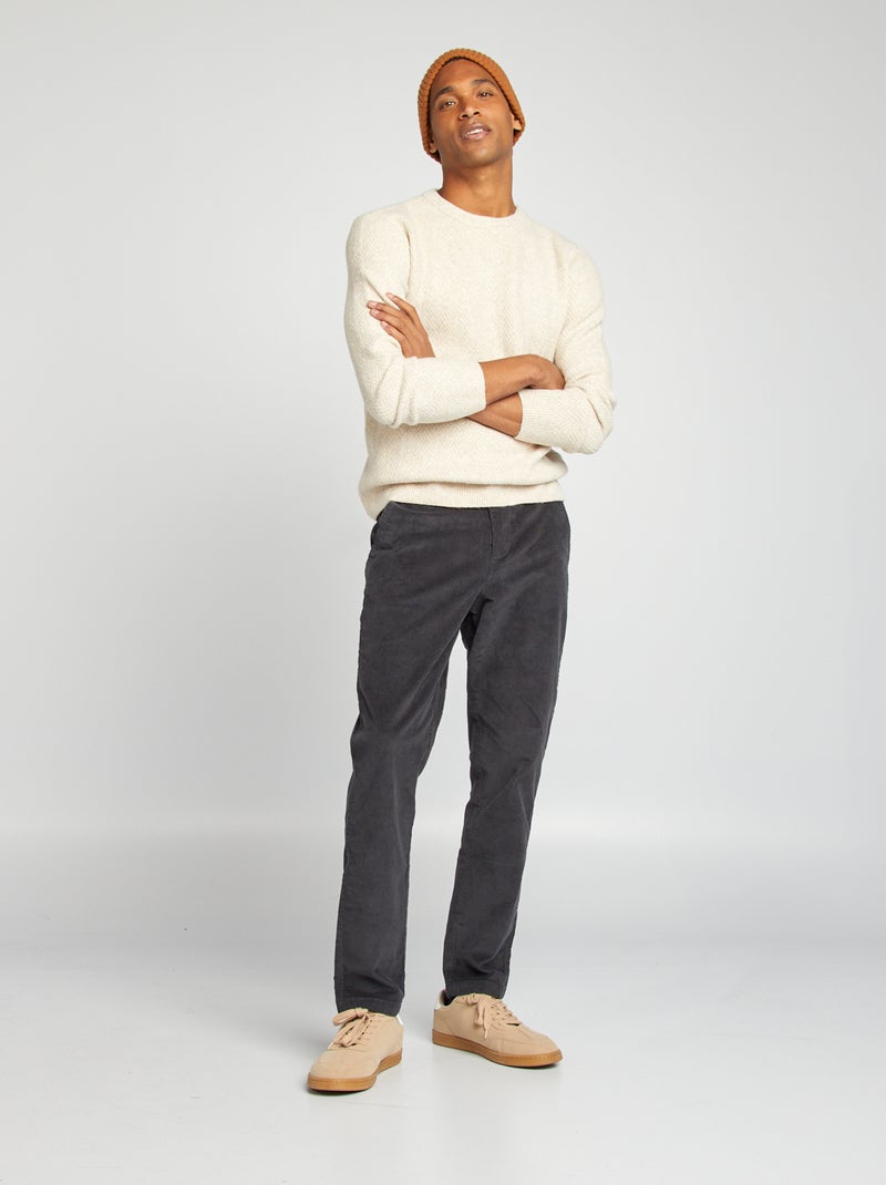 Straight-fit chino broek van velours ZWART - Kiabi