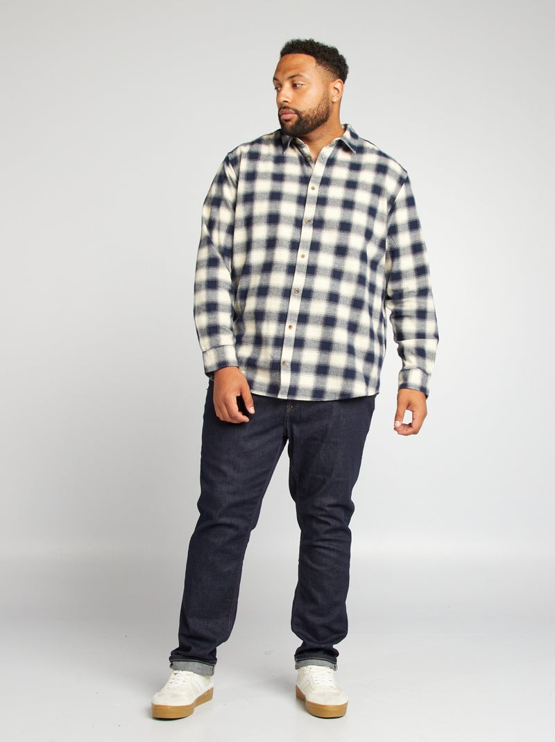 Straight-fit flanellen overhemd met ruitjes WIT - Kiabi