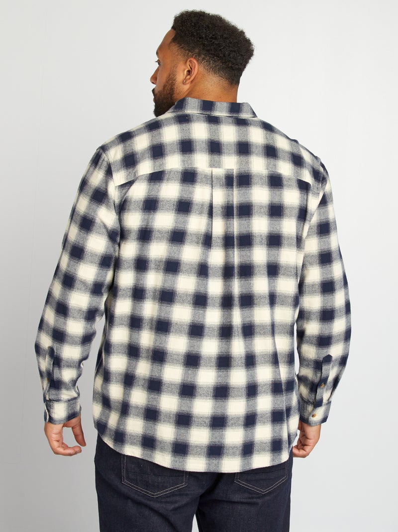 Straight-fit flanellen overhemd met ruitjes WIT - Kiabi