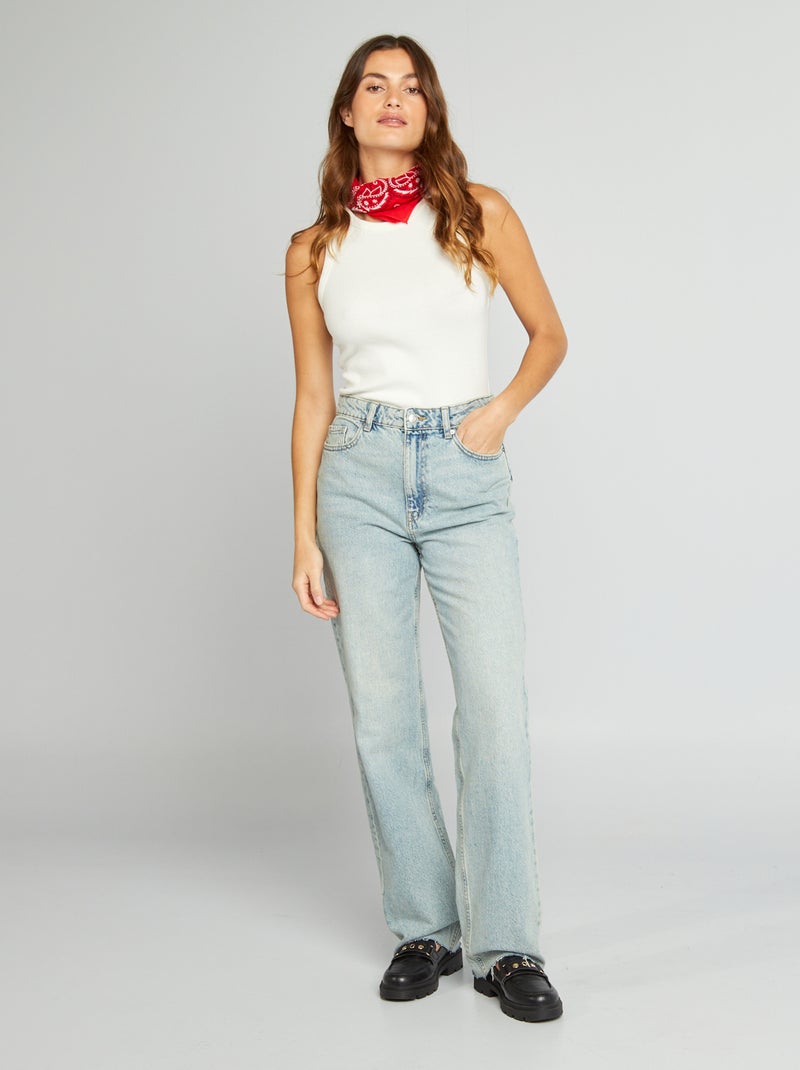 Straight-fit jeans met hoge taille BLAUW - Kiabi