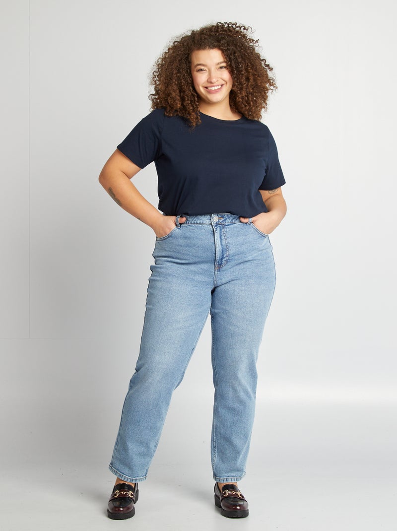 Straight-fit jeans met hoge taille BLAUW - Kiabi