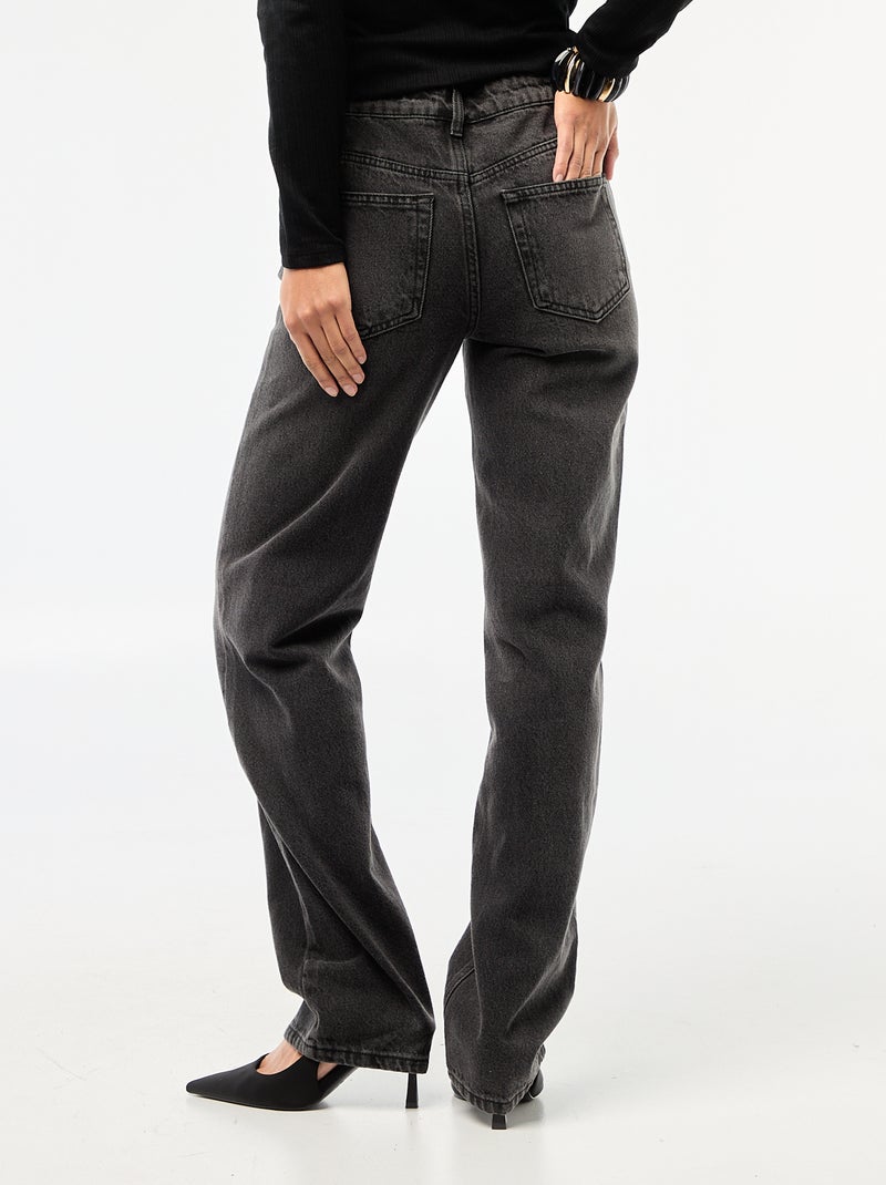 Straight-fit jeans / recht model met hoge taille - L32 Zwart - Kiabi