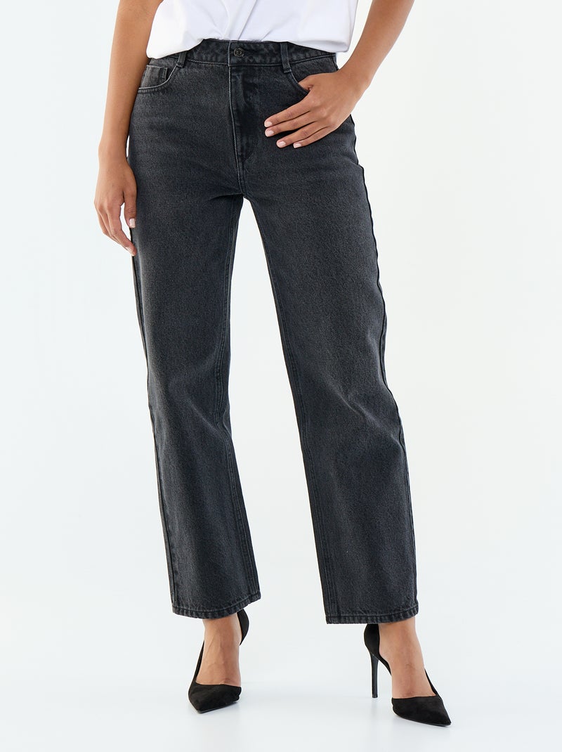 Straight-fit jeans van katoenen spijkerstof Zwart - Kiabi