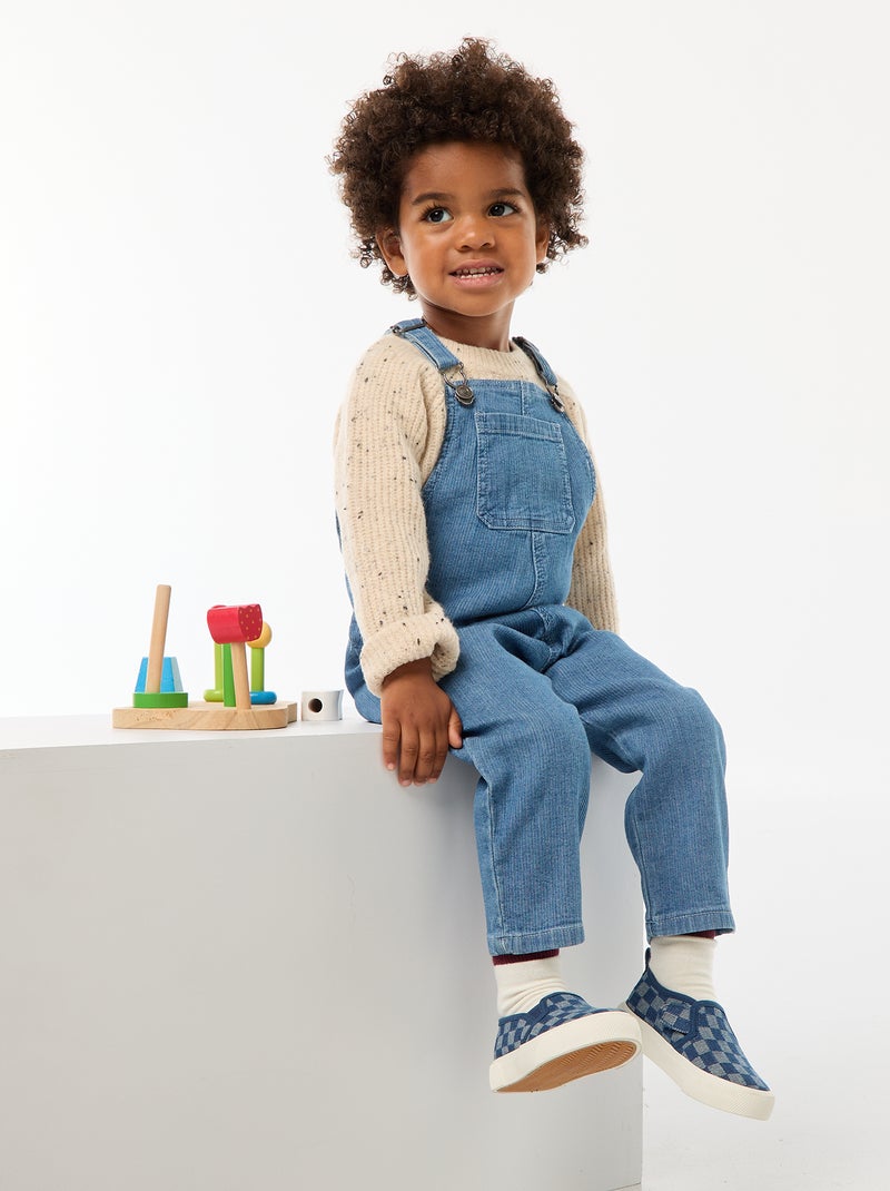 Straight-fit salopette van geribde spijkerstof Blauw - Kiabi