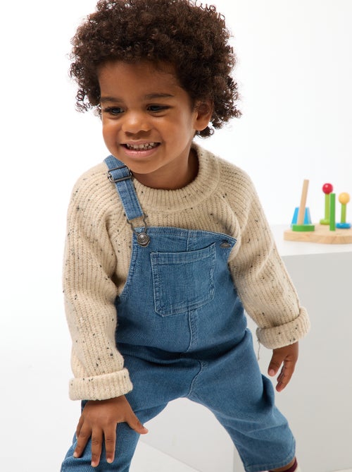 Straight-fit salopette van geribde spijkerstof - Kiabi