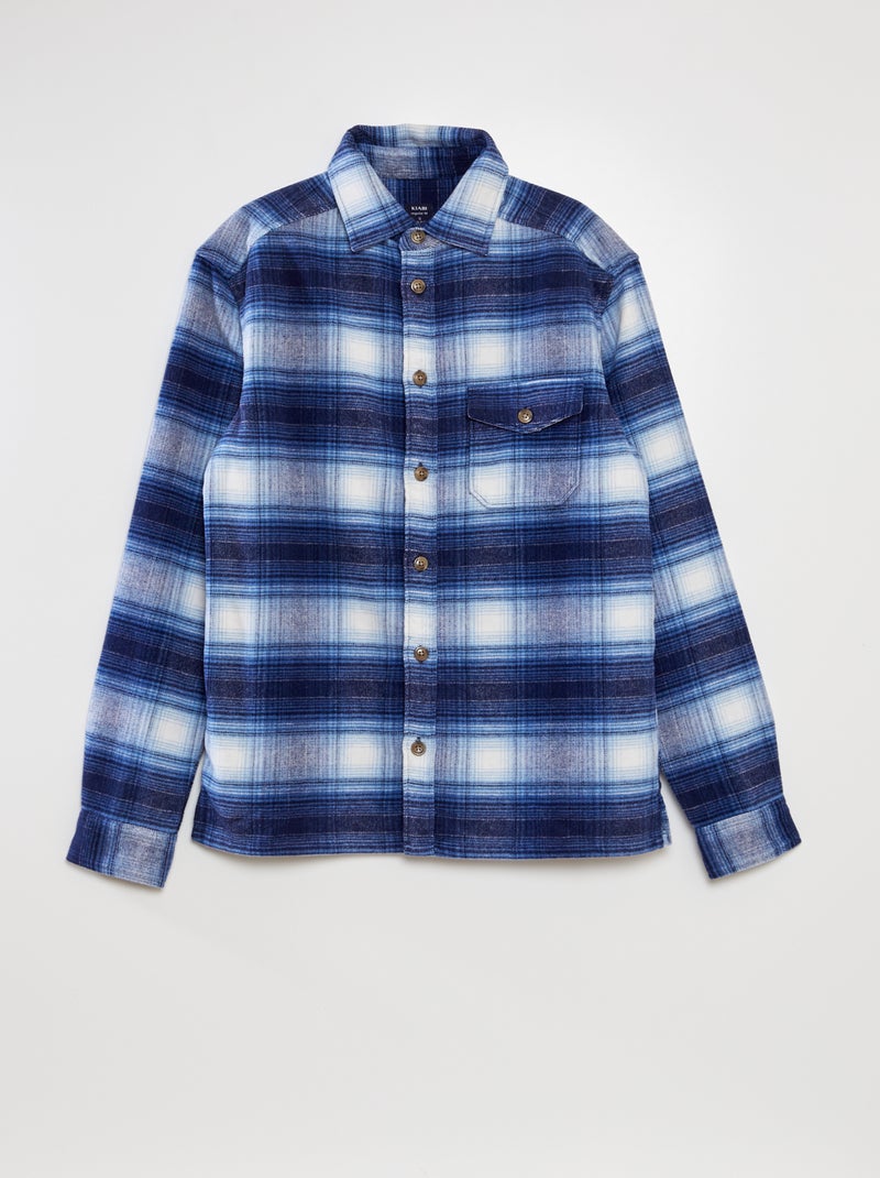 Straight-fit, wollen overhemd BLAUW - Kiabi
