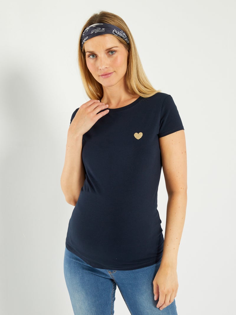 M.M.C. Maternity Shirt Set of 3 Plain Maternity Shirt Short Sleeve, black, dark grey, light grey