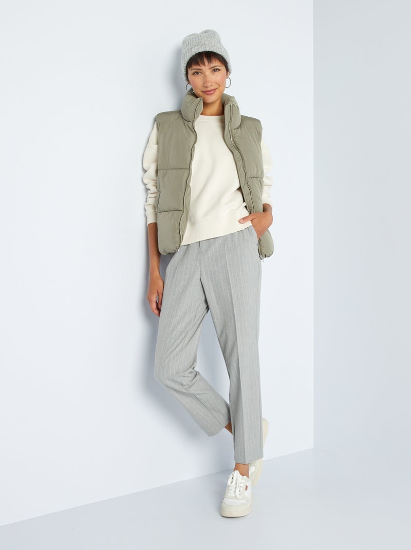 Strakke 7/8-broek met strepen BIEGE - Kiabi