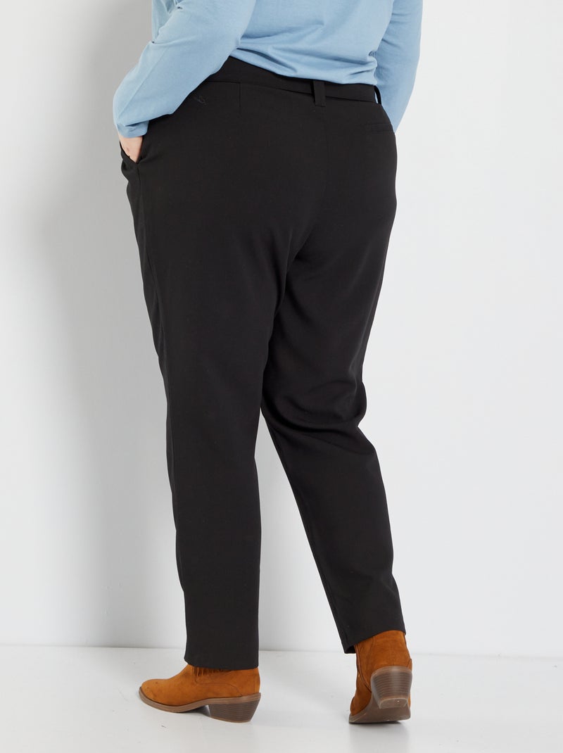 Strakke broek met brede riem zwart - Kiabi