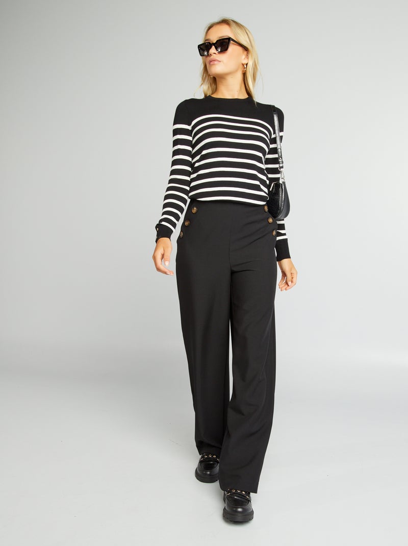 Strakke broek met knopen zwart - Kiabi