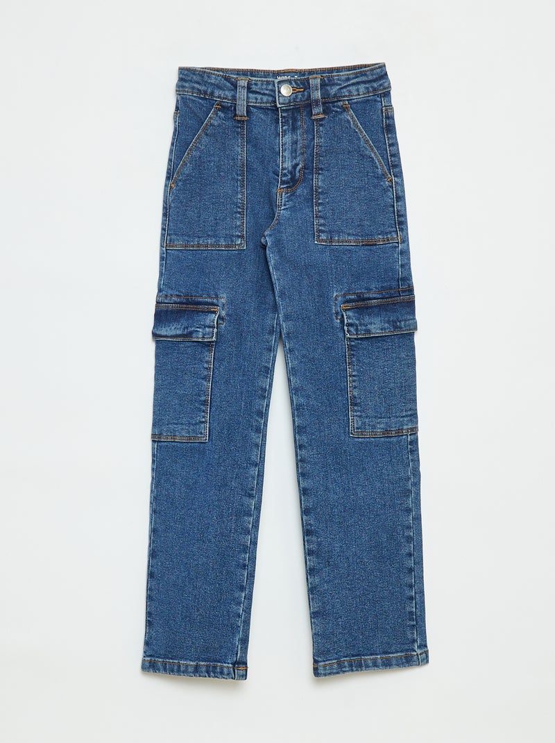 Strakke broek met zak met klepje, een bijzonder comfortabel model Blauw - Kiabi