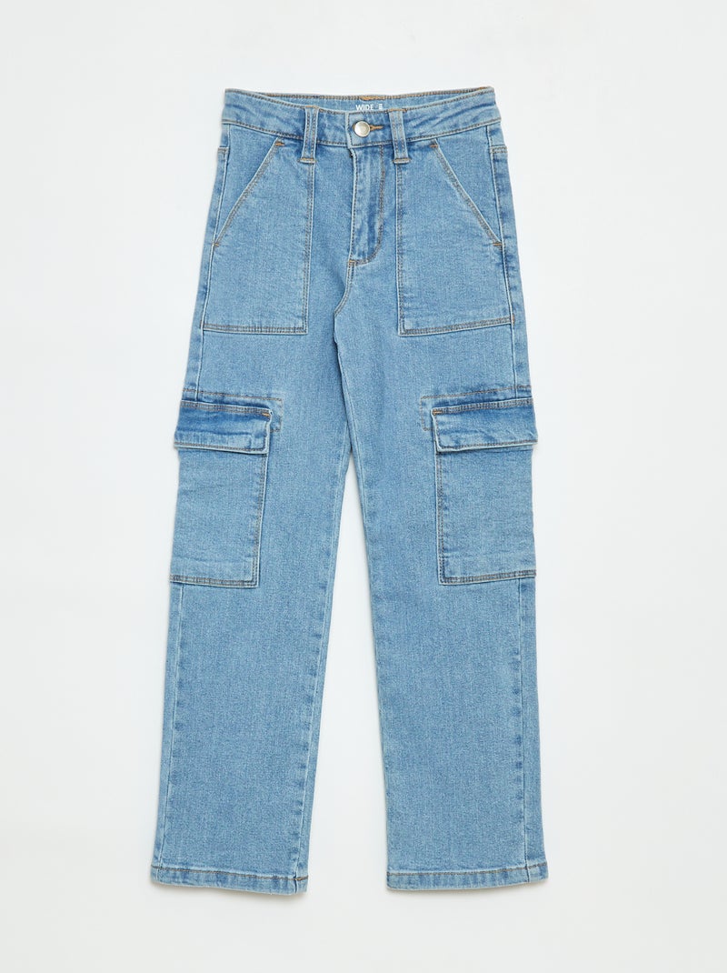 Strakke broek met zak met klepje, een bijzonder comfortabel model Blauw - Kiabi