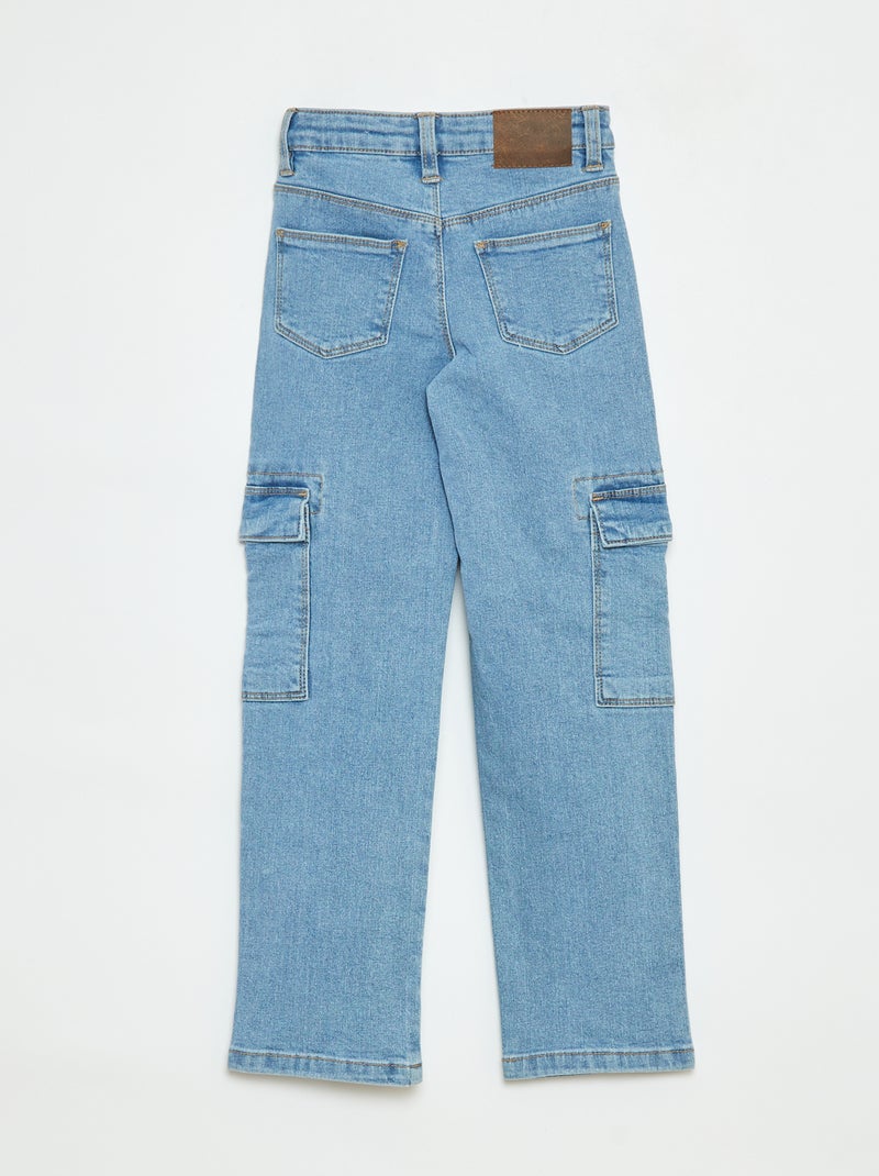 Strakke broek met zak met klepje, een bijzonder comfortabel model Blauw - Kiabi