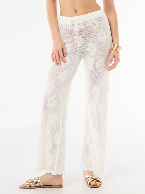 Strandbroek met bloemenhaakwerk - Kiabi