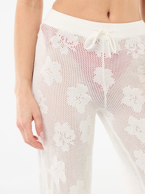 Strandbroek met bloemenhaakwerk - Kiabi