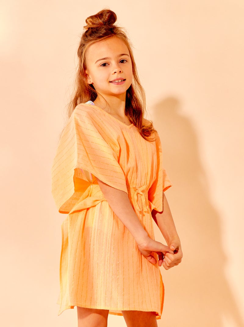 Strandjurk met glanzend garen ORANJE - Kiabi