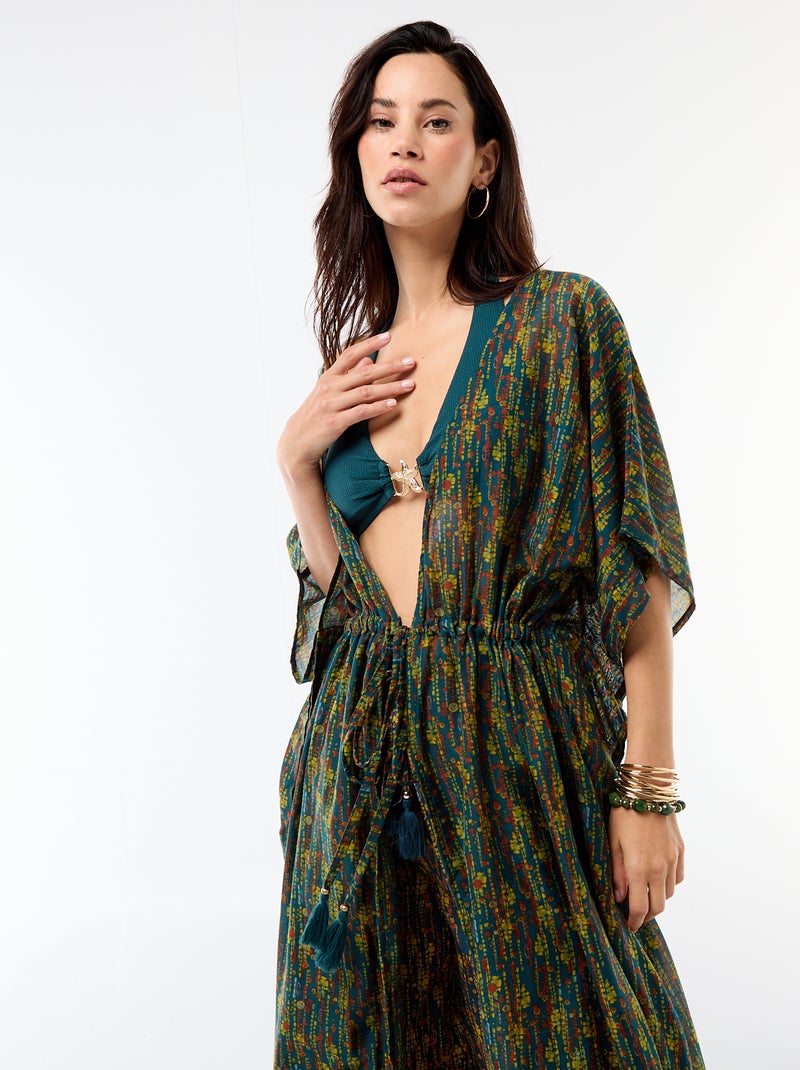 Strandjurk met print, lange snit Blauw - Kiabi