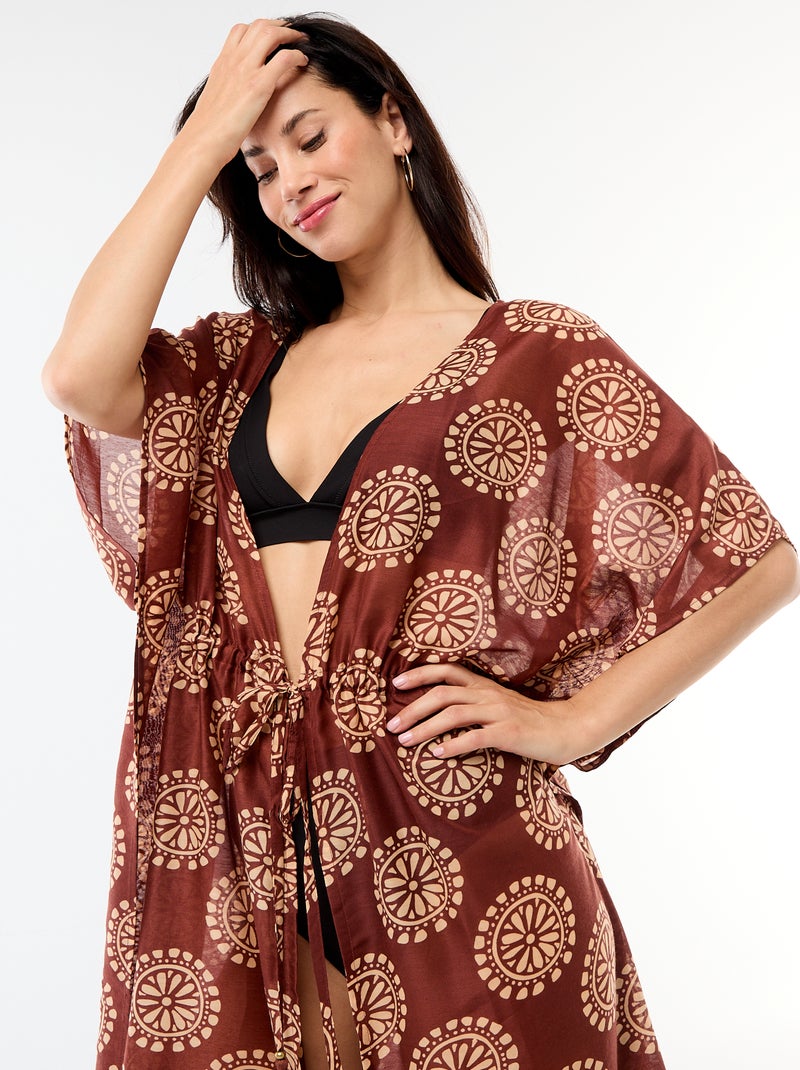 Strandjurk met print, lange snit Bruin - Kiabi