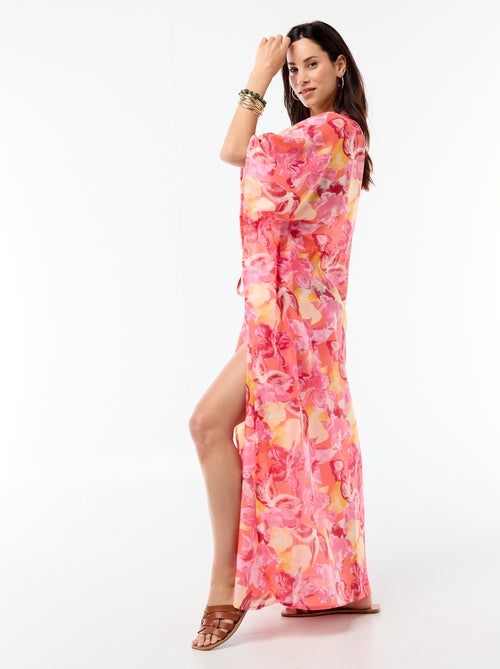 Strandjurk met print, lange snit - Kiabi