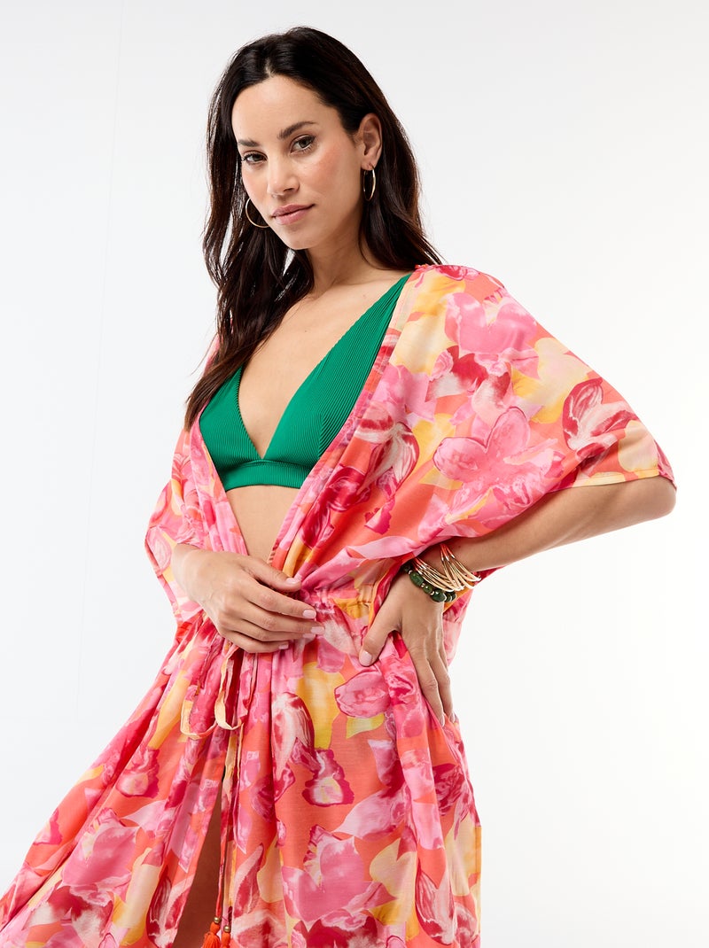 Strandjurk met print, lange snit Oranje - Kiabi